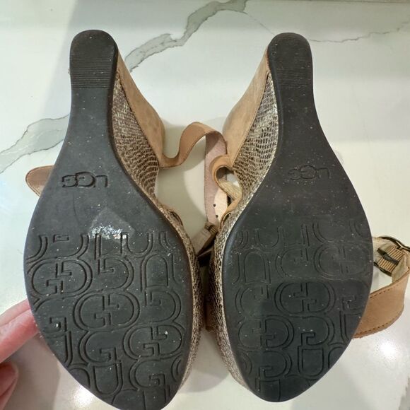 UGG snake print ankle wrap wedges heels shoes sz 8 - Picture 7 of 8